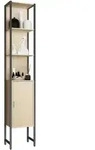 Mid.you Hochschrank, Honigeiche, Metall, 4 F&auml;cher, 33x185x30 cm, stehend,