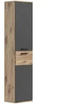 Mid.you Hochschrank, Grau, Eiche, Kunststoff, 2 F&auml;cher, 37x152x24 cm, FSC Mix,