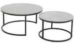 Boxxx Couchtischset, Natur, Schwarz, Beige, Metall, Stein, 2-teilig, Marmoroptik,