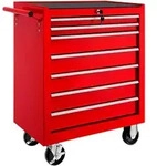 tectake Werkzeugwagen, Rot, Metall, 33x79x69 cm, Freizeit, Heimwerken,