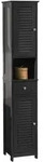 SoBuy Hochschrank, Grau, Holzwerkstoff, 32x170x30 cm, Badezimmer,
