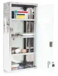 Relaxdays Medizinschrank, Silber, Metall, Glas, 27x57x12 cm, Badezimmer,