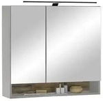 home24 Spiegelschrank Denver, Grau, Holzwerkstoff, 1 F&auml;cher, 80x75x22 cm, Fsc,
