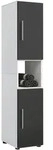 Mid.you Hochschrank VCM Flandu, Schwarz, Kunststoff, 2 F&auml;cher, 31x160x30 cm,