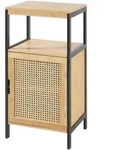 [en.casa] Badezimmerschrank, Natur, Schwarz, Holzwerkstoff, Bambus, 1 F&auml;cher,