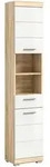 Mid.you Hochschrank, Eiche, Wei&szlig; Hochglanz, Kunststoff, 3 F&auml;cher, 1 Schublade(n)