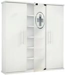 Mid.you Medizinschrank, Wei&szlig;, Glas, Holzwerkstoff, 15 F&auml;cher, 86x91.5x18 cm,