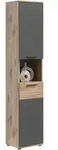 Mid.you Hochschrank, Grau, Eiche, Kunststoff, 4 F&auml;cher, 37x190x34 cm, FSC Mix,