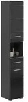 Mid.you Hochschrank, Schwarz, Schwarz Hochglanz, Kunststoff, 3 F&auml;cher, 1