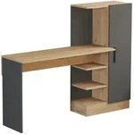 [en.casa] Schreibtisch, Anthrazit, Eiche, Holzwerkstoff, 3 F&auml;cher,