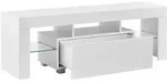 [en.casa] Tv-Element, Wei&szlig; Hochglanz, Holzwerkstoff, Glas, 1 Schubladen,...