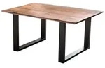 SAM Esstisch, Braun, Metall, Echtholz,Akazie, Quadratisch,Rechteckig, U-Form,