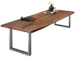 SAM Esstisch, Braun, Metall, Echtholz,Akazie, Quadratisch,Rechteckig, U-Form,
