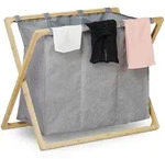 Relaxdays W&auml;schesortierer, Grau, Textil, Holz, 69x57.5x38 cm, Ordnen & Aufbewahren,
