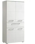Xora Hochschrank Doria, Wei&szlig; Hochglanz, Kunststoff, 2 F&auml;cher, 1 Schublade(n)