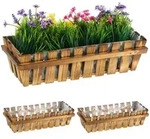 Relaxdays Blumenkasten, Braun, Holz, Kunststoff, 45x12x19.5 cm, Gartenzubeh&ouml;r,