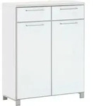 Schuhschrank Santina, Wei&szlig;, Glas, Holzwerkstoff, 2 F&auml;cher, 2 Schublade(n)