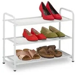 Relaxdays Schuhregal, Wei&szlig;, Metall, 60x48x25 cm, Garderobe, Schuhaufbewahrung,