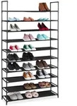 Relaxdays Schuhregal, Schwarz, Metall, Textil, Kunststoff, 99x176.5x29.5 cm,