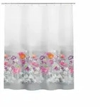 Spirella Duschvorhang Abella, Grau, Textil, Floral, 180x200 cm, antibakteriell,
