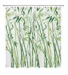 Spirella Duschvorhang Bambus, Gr&uuml;n, Textil, Floral, 180x180 cm, antibakteriell,