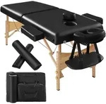 tectake Massageliege, Schwarz, Holz, 59x65.5x187 cm, Freizeit, Wellness,