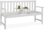 Relaxdays Gartenbank, Wei&szlig;, Holz, 152x90x56 cm, Gartenm&ouml;bel, Gartenb&auml;nke