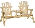 Outsunny Gartenbank, Natur, Holz, 88x103x157 cm, Gartenm&ouml;bel, Gartenb&auml;nke