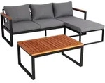 MCW Garten-Garnitur, Braun, Grau, Textil, Loungem&ouml;bel, Gartenlounge-Sets