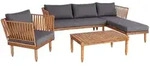 MCW Garten-Garnitur, Braun, Grau, Holz, Loungem&ouml;bel, Gartenlounge-Sets