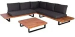 MCW Garten-Garnitur, Schwarz, Dunkelbraun, Grau, Holz, Loungem&ouml;bel,