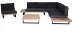 MCW Garten-Garnitur, Schwarz, Braun, Grau, Holz, Loungem&ouml;bel, Gartenlounge-Sets