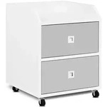 Konsimo&reg; Rollcontainer, Wei&szlig;, Grau, Holz, 2 Schubladen, Quadratisch, 43x55x40 cm,