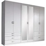 Xora Dreht&uuml;renschrank, Wei&szlig;, Glas, Holzwerkstoff, 3 F&auml;cher, 6 Schublade(n)