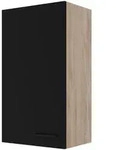 FlexWell K&uuml;chenoberschrank, Schwarz, Eiche, Holzwerkstoff, 2 F&auml;cher, einzeln