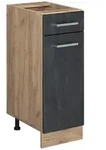 Vicco K&uuml;chenunterschrank, Schwarz, Honigeiche, Holzwerkstoff, 1 F&auml;cher, 1