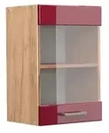 Vicco K&uuml;chenglasschrank, Rot, Honigeiche, Holzwerkstoff, 1 F&auml;cher, Rechteckig,