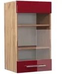 Vicco K&uuml;chenglasschrank, Bordeaux, Honigeiche, Holzwerkstoff, 3 F&auml;cher,...