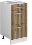 Vicco K&uuml;chenunterschrank, Eiche Artisan, Wei&szlig;, Holzwerkstoff, 3 F&auml;cher, 3