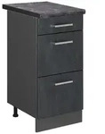 Vicco K&uuml;chenunterschrank, Schwarz, Anthrazit, Holzwerkstoff, 3 F&auml;cher, 3