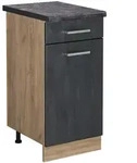 Vicco K&uuml;chenunterschrank, Schwarz, Honigeiche, Holzwerkstoff, 1 F&auml;cher, 1