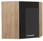 Vicco Eckh&auml;ngeschrank, Schwarz Hochglanz, Honigeiche, Holzwerkstoff, 1 F&auml;cher,