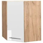 Vicco Eckh&auml;ngeschrank, Wei&szlig; Hochglanz, Honigeiche, Holzwerkstoff, 3 F&auml;cher,