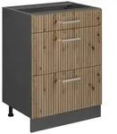 Vicco K&uuml;chenunterschrank, Eiche Artisan, Anthrazit, Holzwerkstoff, 3 F&auml;cher, 3