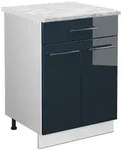 Vicco K&uuml;chenunterschrank, Dunkelblau, Wei&szlig;, Holzwerkstoff, 3 F&auml;cher, 1...