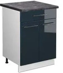 Vicco K&uuml;chenunterschrank, Dunkelblau, Wei&szlig;, Holzwerkstoff, 1 F&auml;cher, 1...