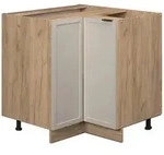 Vicco Eckunterschrank, Grau, Honigeiche, Holzwerkstoff, 2 F&auml;cher, Formgebogen,