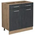 Vicco K&uuml;chenunterschrank, Schwarz, Honigeiche, Holzwerkstoff, 1 F&auml;cher, 2