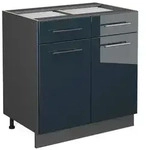Vicco K&uuml;chenunterschrank, Dunkelblau, Anthrazit, Holzwerkstoff, 3 F&auml;cher, 2