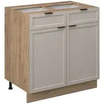 Vicco K&uuml;chenunterschrank, Grau, Honigeiche, Holzwerkstoff, 1 F&auml;cher, 2...